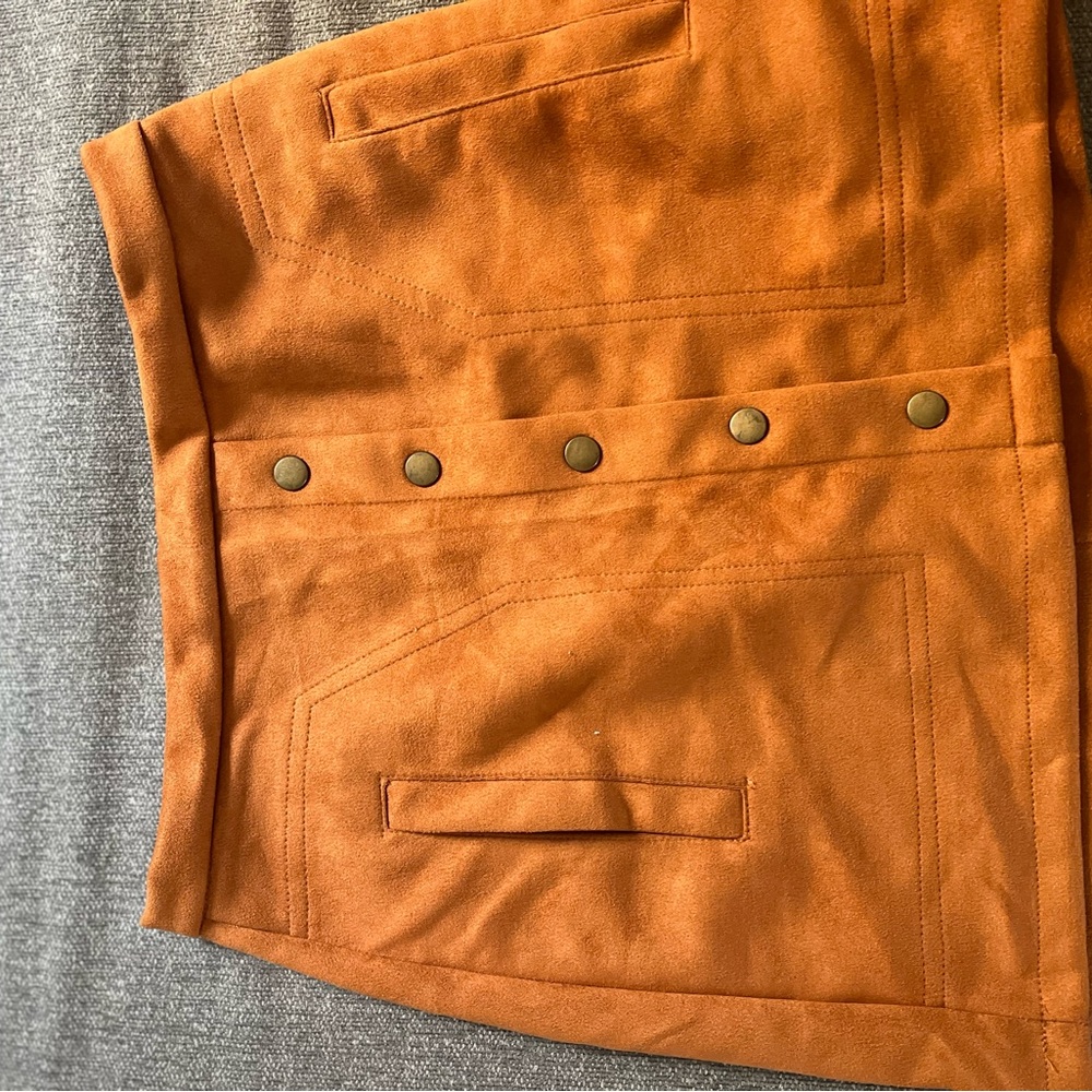Stylish Orange Suede Mini Skirt